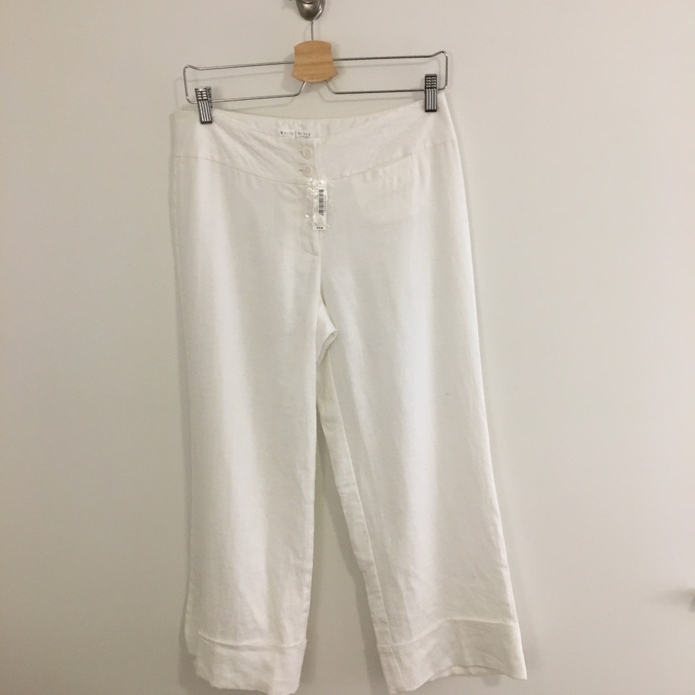 White Linen Wide Leg Crop Pants by WHBM